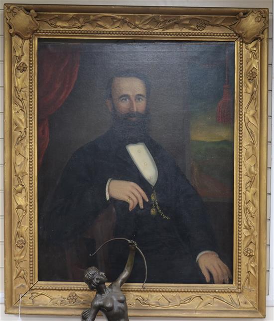 19th century, oil on canvas, Portrait of a seated gentleman, 93 x 74cm